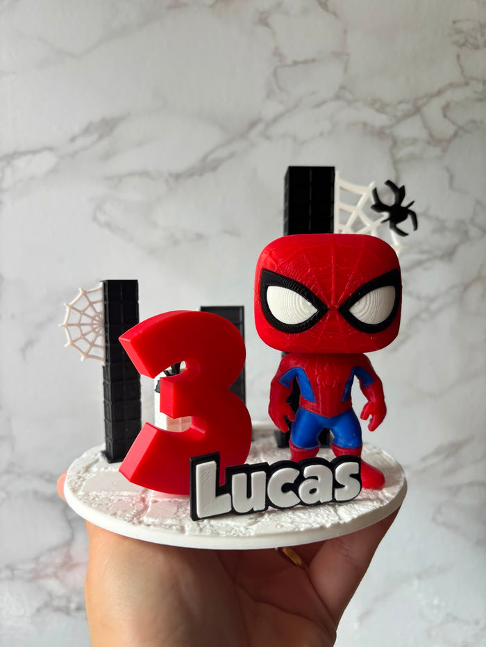 Personalized Spider-Hero Cake Topper | 3D-Printed Spider-Hero Birthday Cake Decoration | Personalized Name and Age