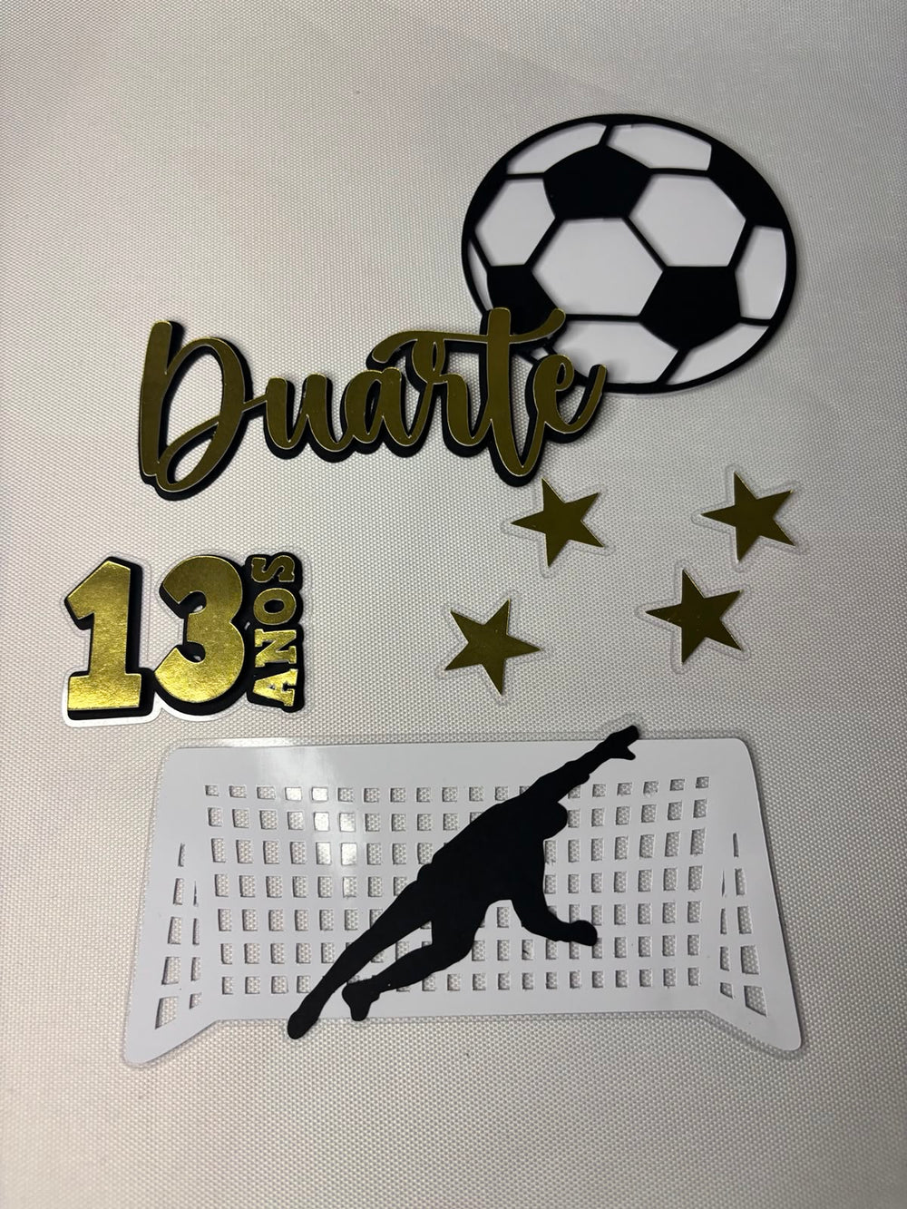 Personalized Soccer Cake Topper | Name and Age | Themed Birthday Decoration | Goalkeeper and Ball