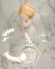 Personalized Baptism Cake Topper | Name & Age | Kids Party Decoration