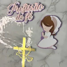 Personalized Baptism Cake Topper | Name & Age | Kids Party Decoration