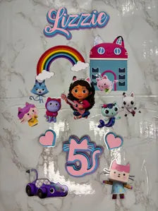 Personalized Magical Kitten House Cake Topper | A-meow-zing Party Decoration | Customizable Name and Age