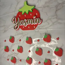 Personalized Strawberry Cake Topper | Layered 3D Custom Name | Strawberry Shortcake Party Decoration | Strawberry Cake Topper