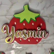 Personalized Strawberry Cake Topper | Layered 3D Custom Name | Strawberry Shortcake Party Decoration | Strawberry Cake Topper