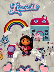 Personalized Magical Kitten House Cake Topper | A-meow-zing Party Decoration | Customizable Name and Age
