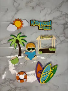 Personalized Pool Party Cake Topper | Summer Children's Birthday | Detailed and Simple Variations